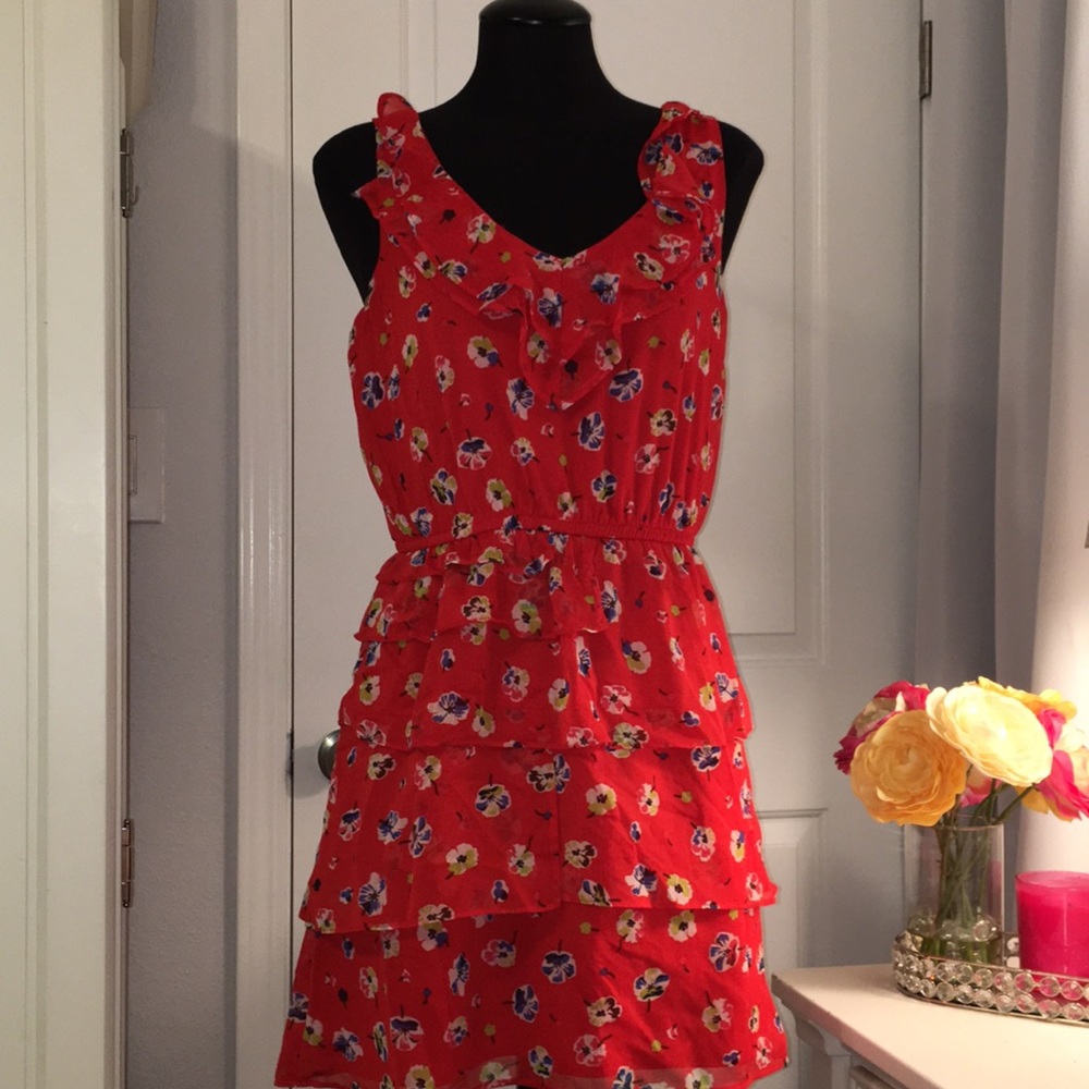 Xhilaration Red Ruffle Dresss